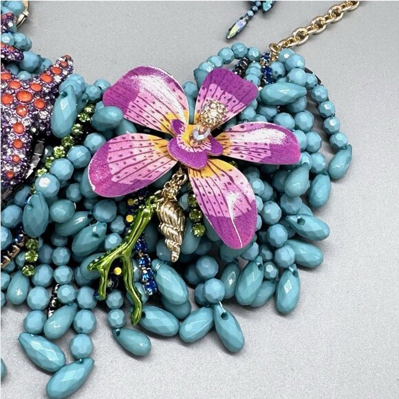 NEW Authentic Betsey Johnson MERMAID JEWELS Statement Necklace Earrings Crystals - Picture 8 of 15